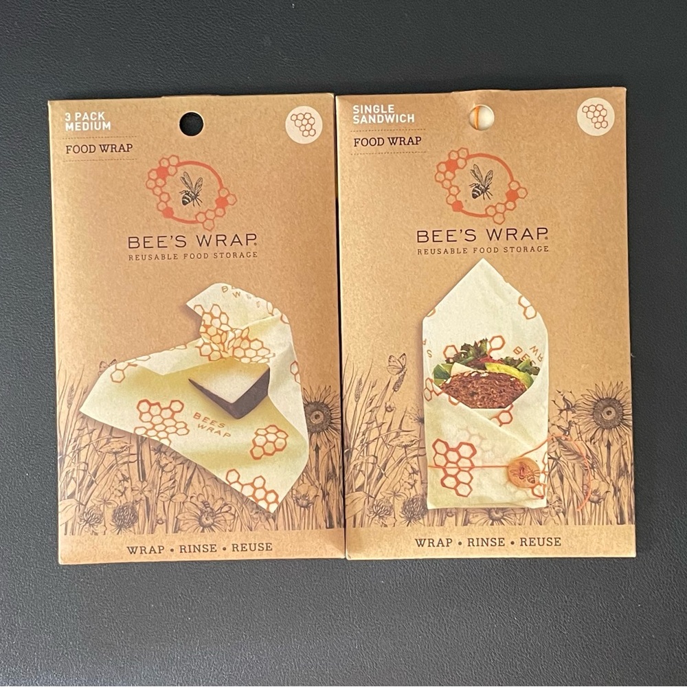 BEE’S WRAP REUSABLE FOOD WRAP MEDIUM AND SANDWICH WRAP LOT